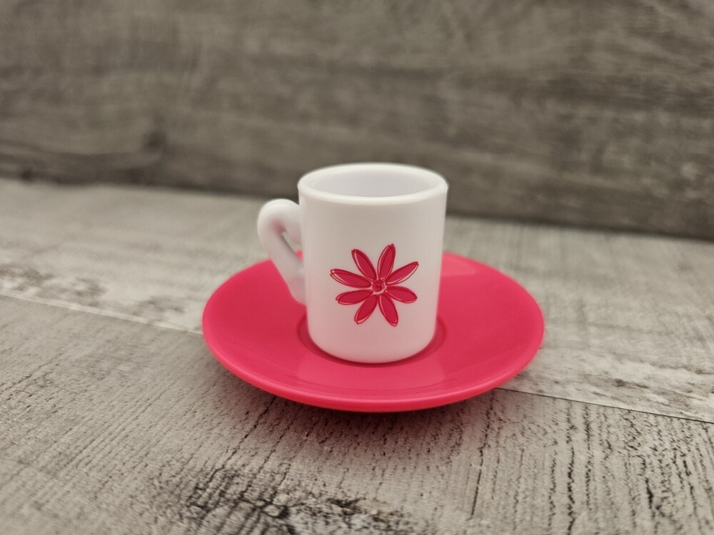 AMERICAN GIRL Cafe Bistro Pink Flower Tea Cup Coffee Mug & Saucer Plate